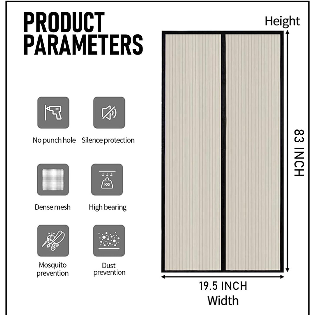 ستارة باب مغناطيسية شبكية مضادة للبعوض - أسود
