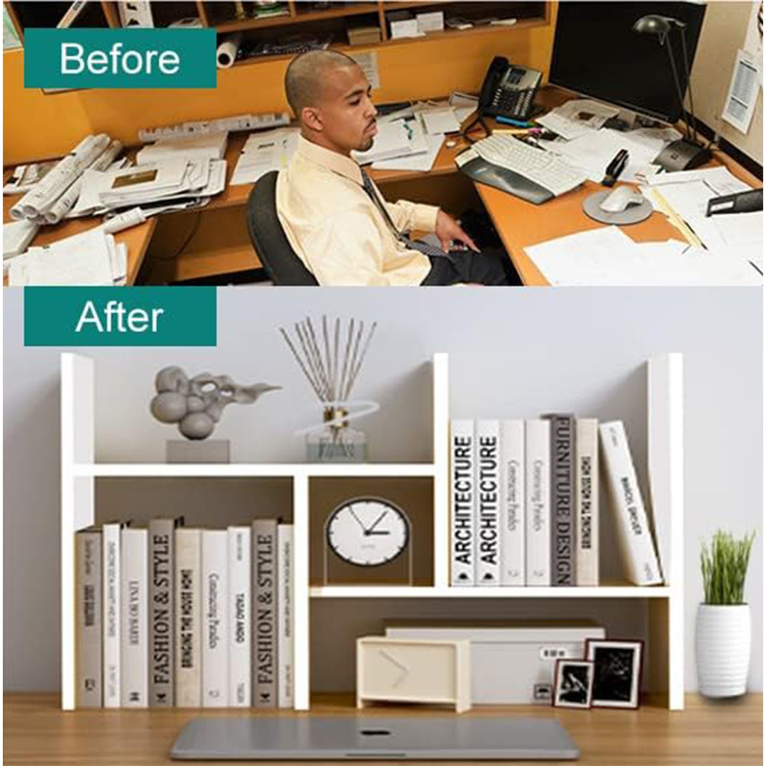 رف كتب لسطح المكتب - أبيض - 62 سم