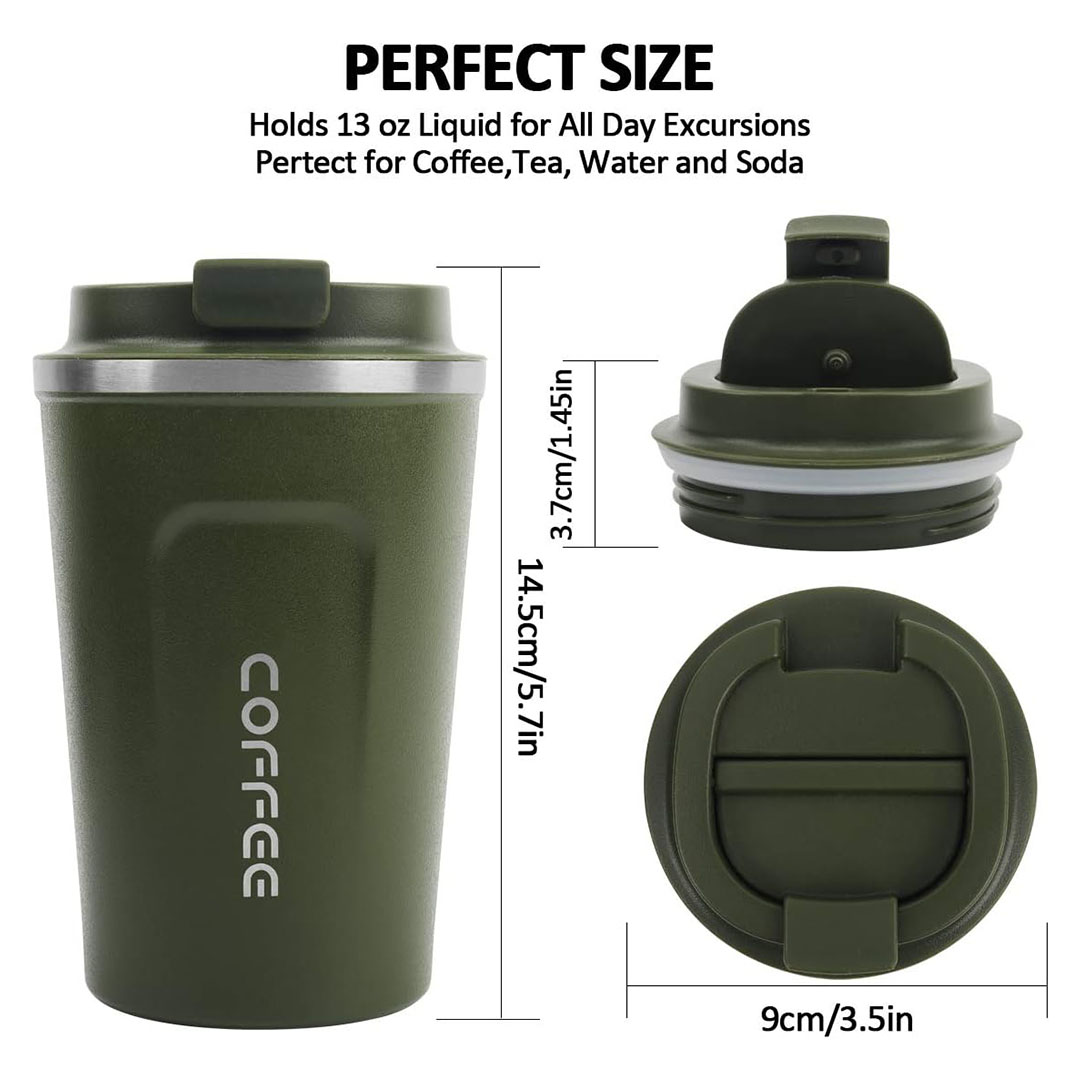 مج القهوة مانع للتسرب - 380 مليلتر - أخضر