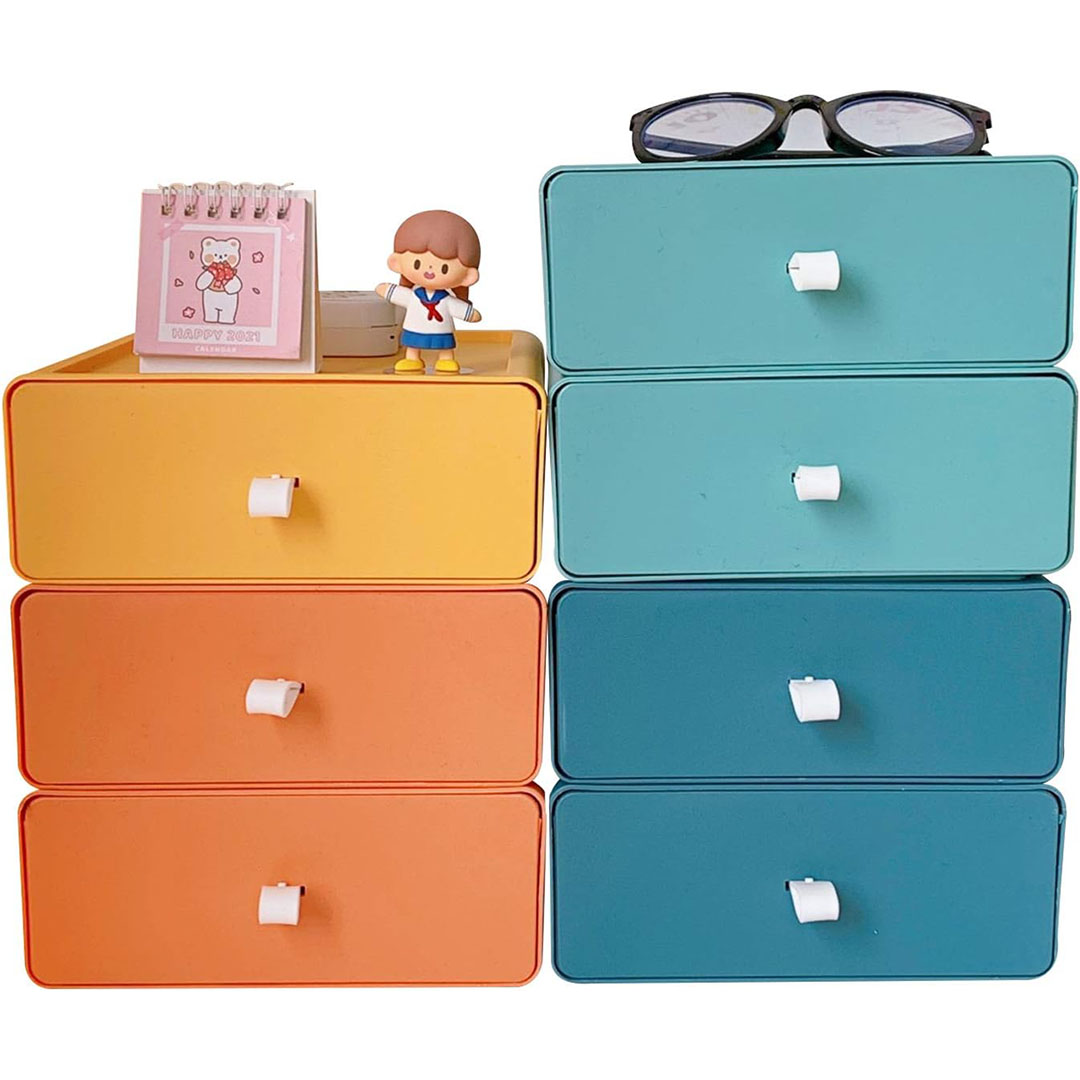 درج منظم للمكتب من البلاستيك - 1 قطعة - أصفر