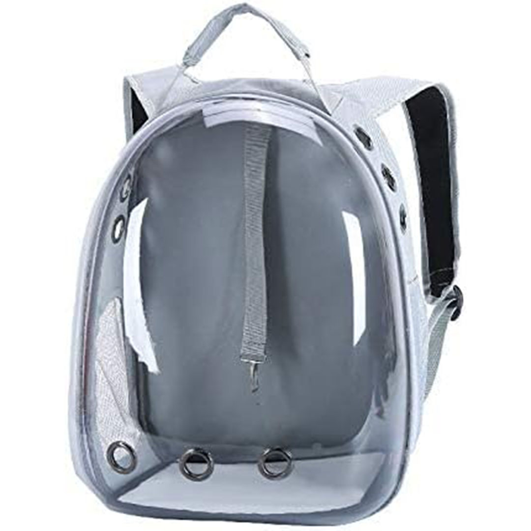 شنطة ظهر للسفر لحمل القطط والكلاب الصغيرة - رمادي