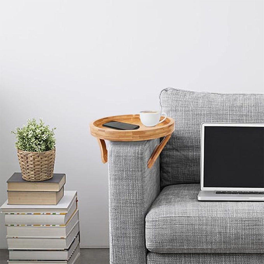 صينية طاولة جانبية للأريكة من الخيزران