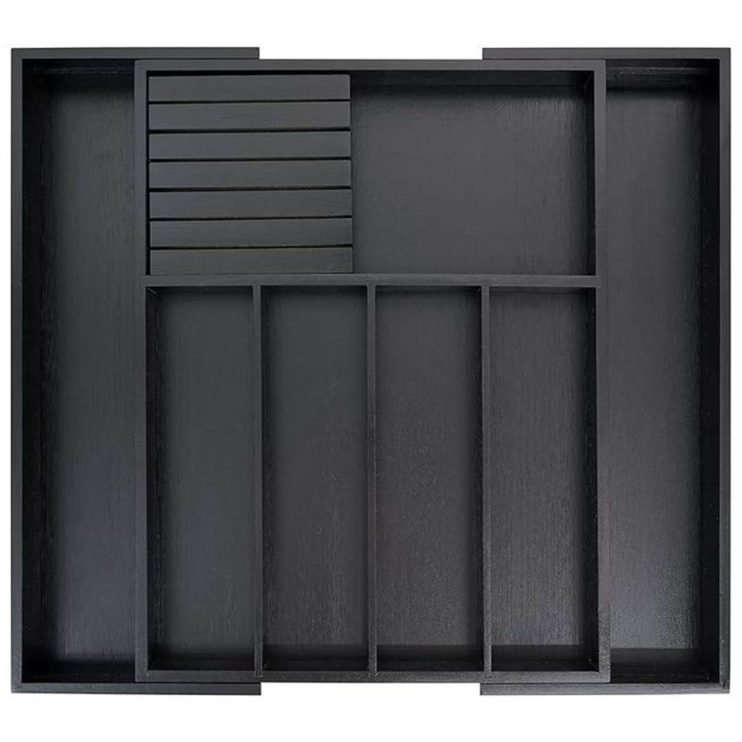 منظم أدوات المائدة الخشبي للدرج - أسود