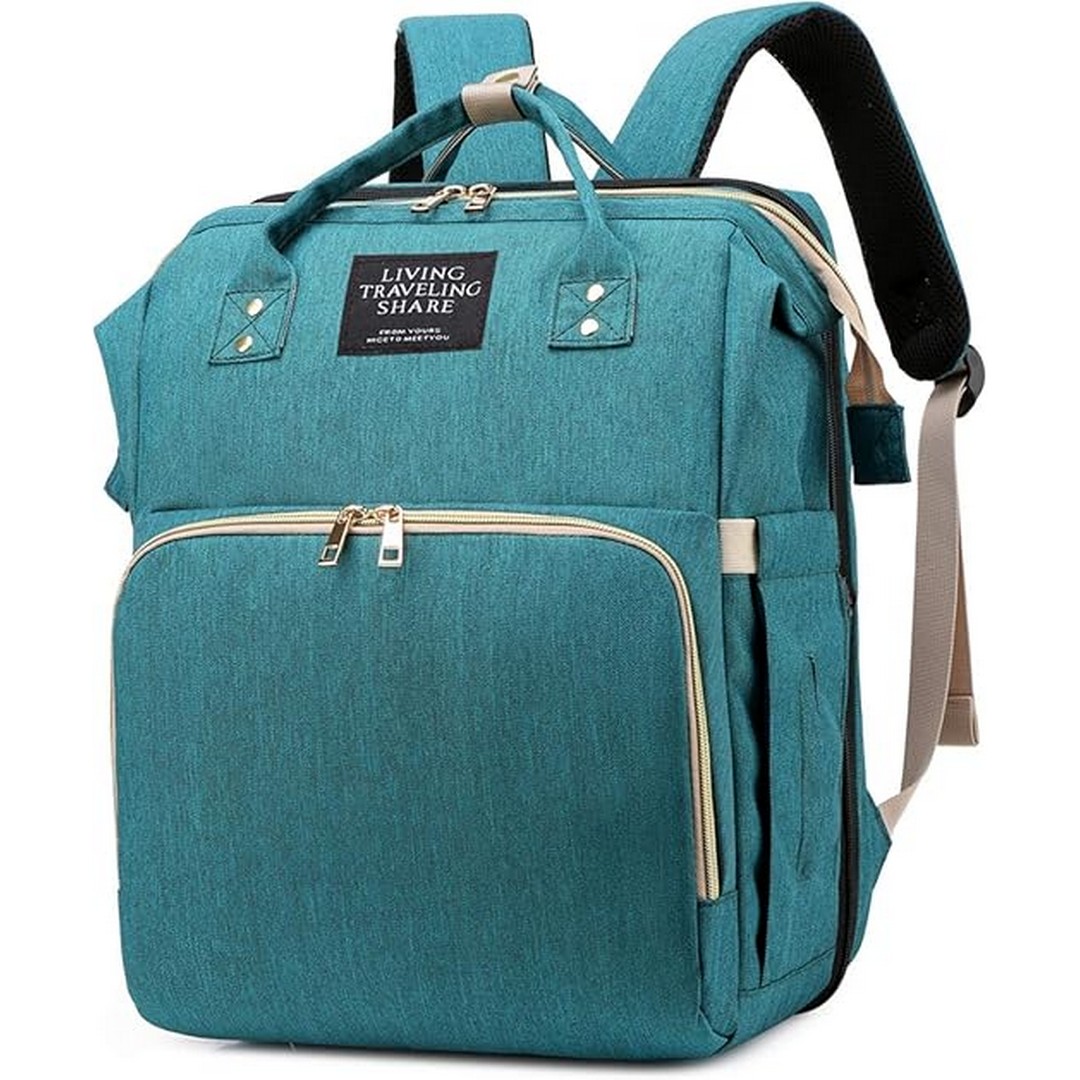 حقيبة ظهر و سرير للأطفال قابل للطي - تركواز