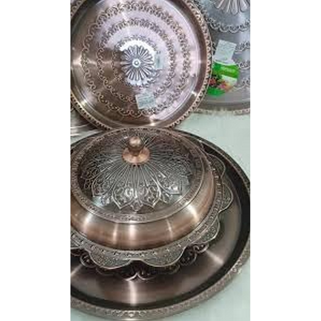 صينية كبسة مزخرفة من النحاس لتقديم الطعام