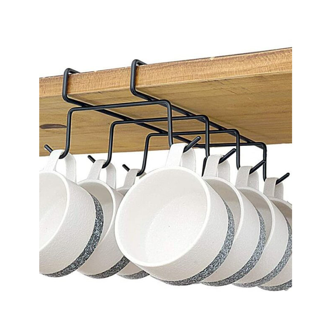 حامل مجات معلق - 10 خطافات - أسود