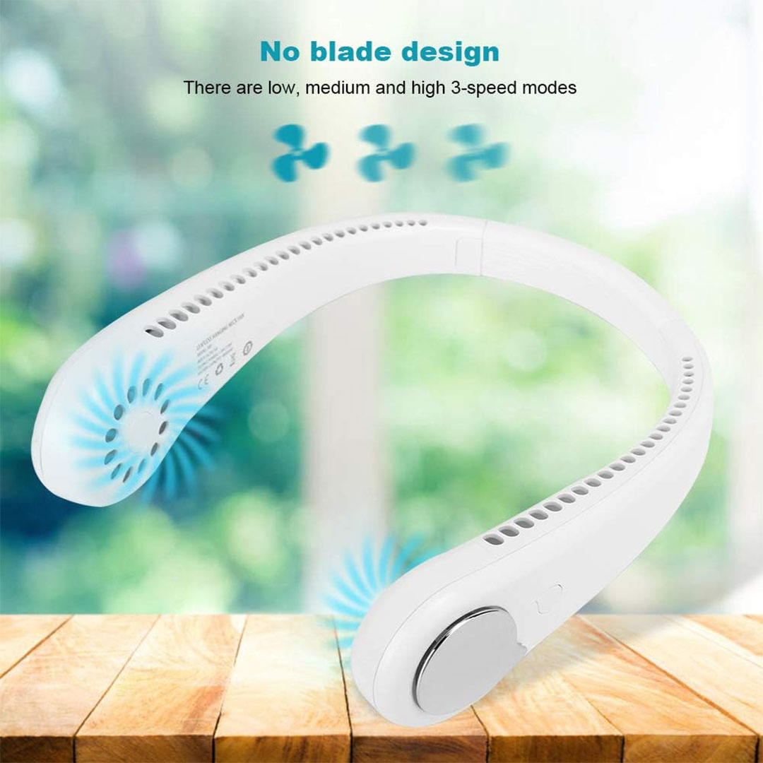 مروحة رقبة شخصية محمولة قابلة لاعادة الشحن USB - أبيض
