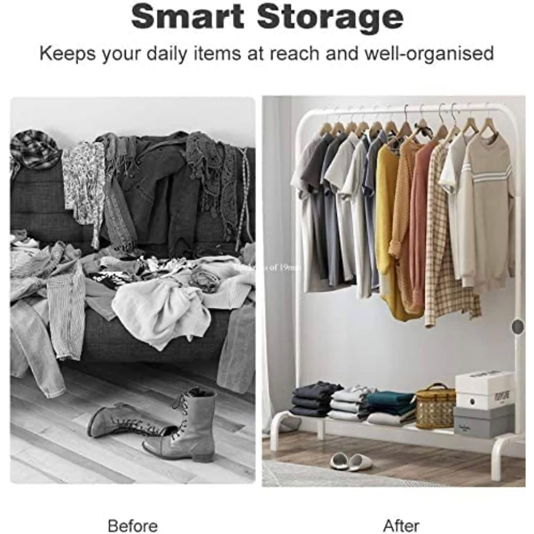 حامل ومنظم للملابس - 150*110 سم - ستانلس ستيل - أبيض