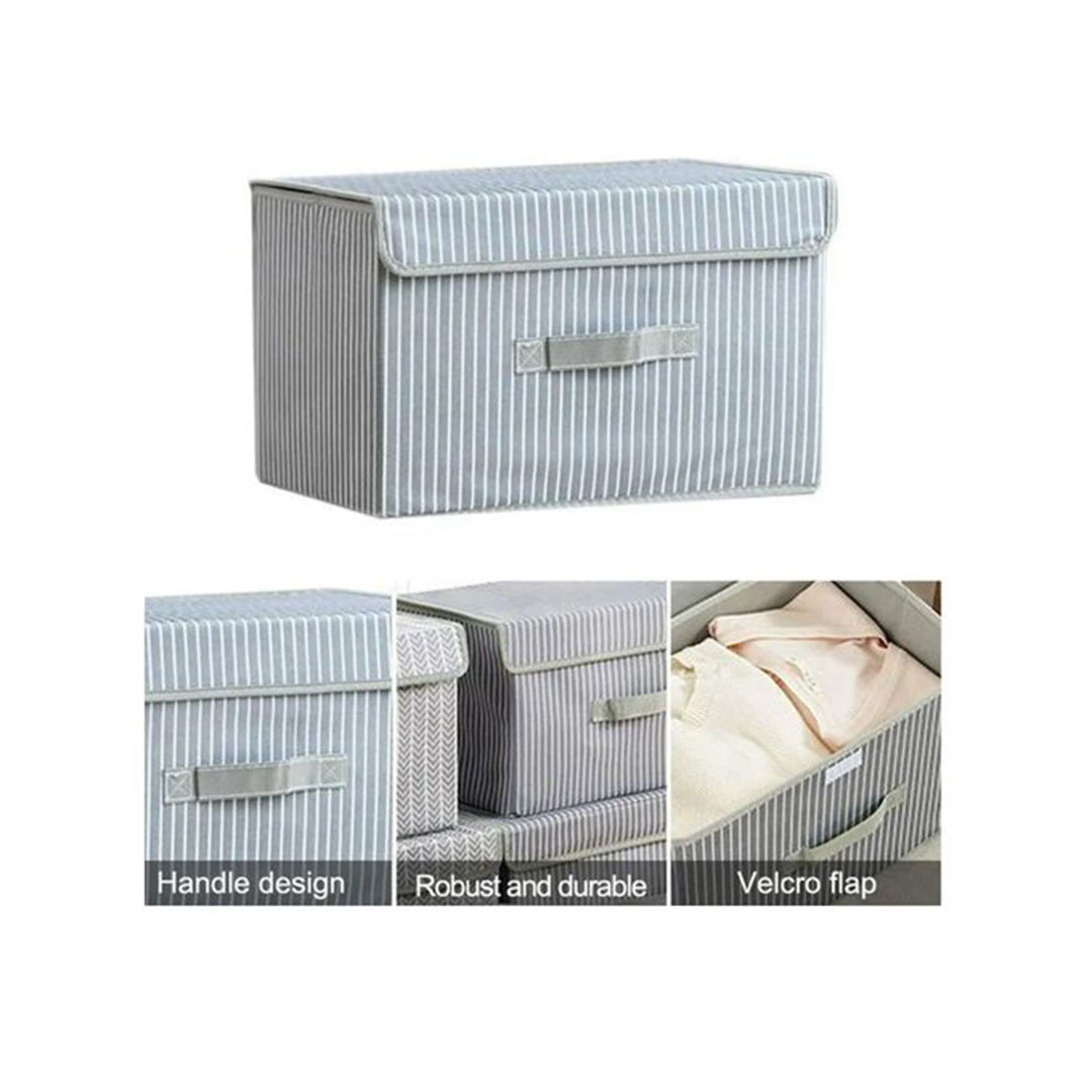 صندوق تخزين لتنظيم الملابس والمفروشات قابل للطي - 45*25*20 سم - رمادى*ابيض