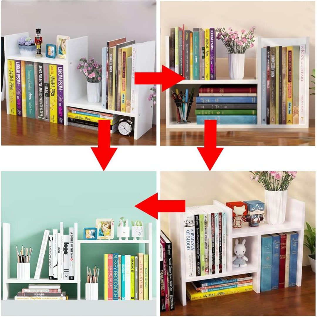 رف كتب لسطح المكتب - أبيض - 62 سم