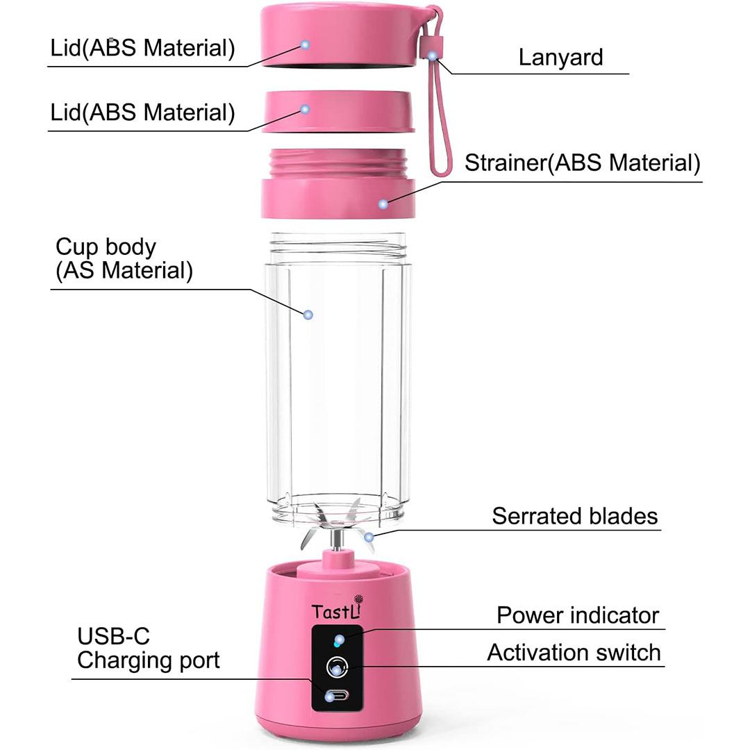 خلاط محمول صغير للخضراوات والعصائر USB - بينك