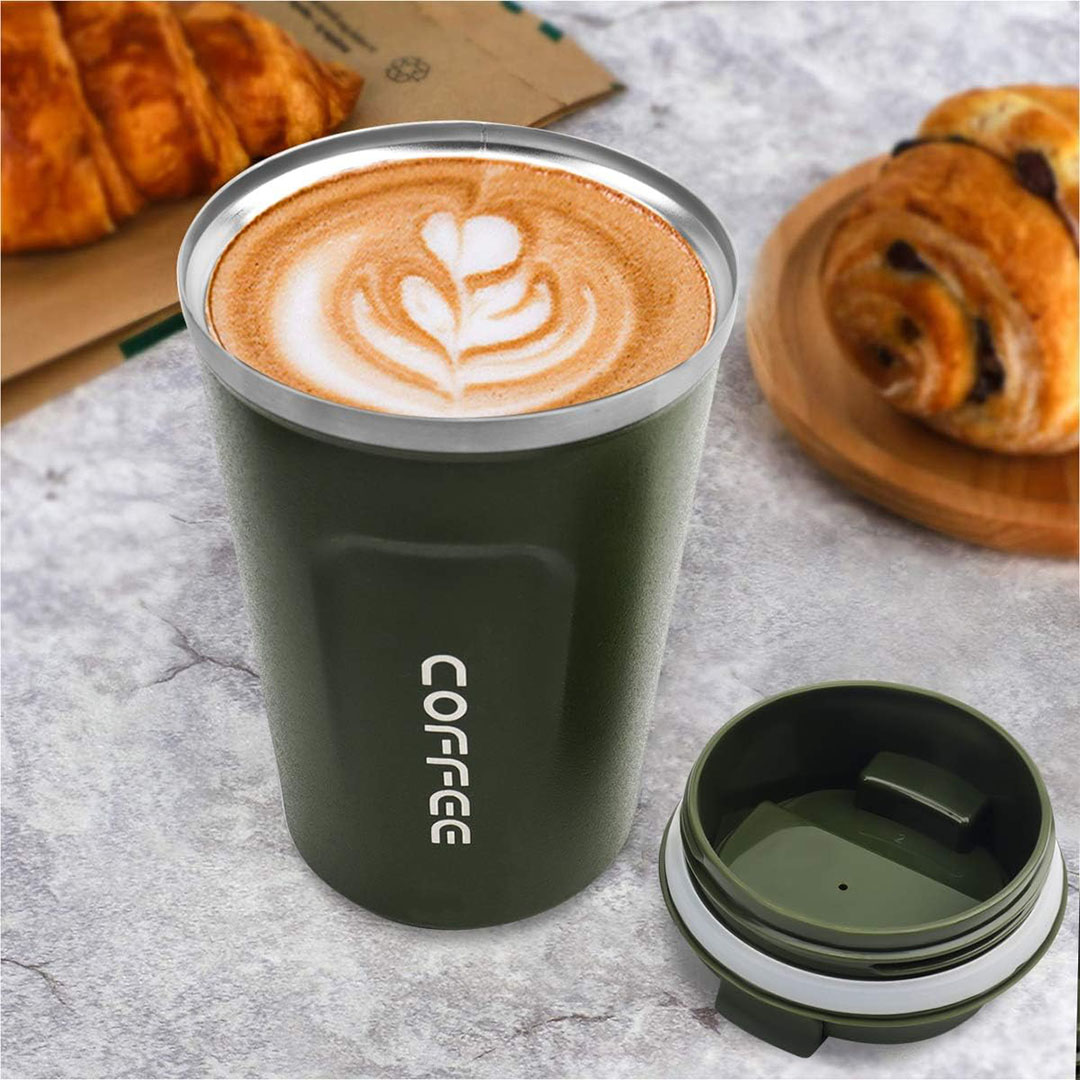 مج القهوة مانع للتسرب - 380 مليلتر - أخضر