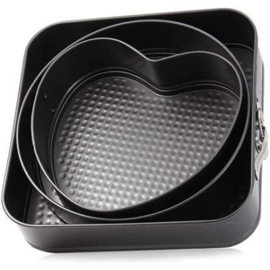 مجموعة قوالب كيك مطلية بالتفلون غير لاصقة - 3 قطع - أسود