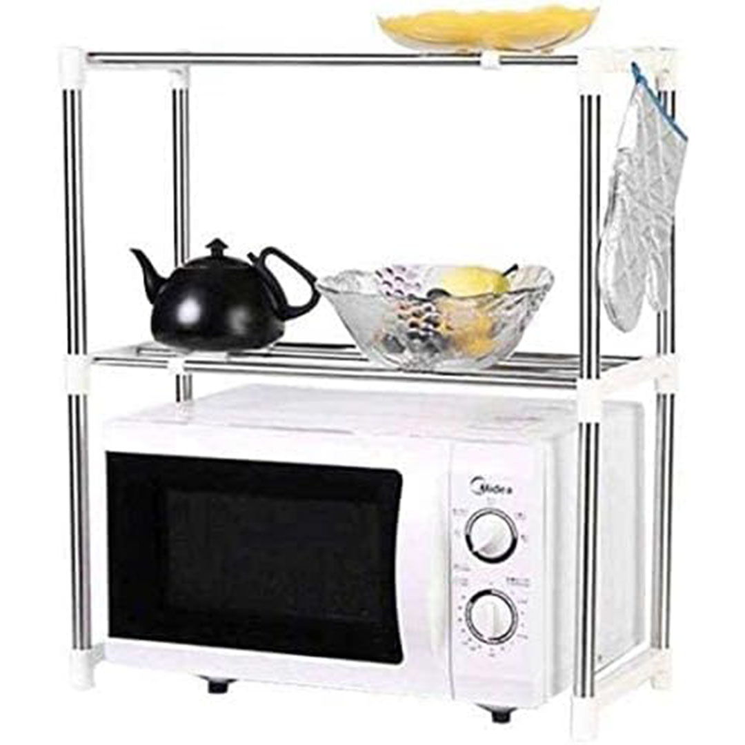 حامل فرن الميكروويف القابل للطي - أبيض