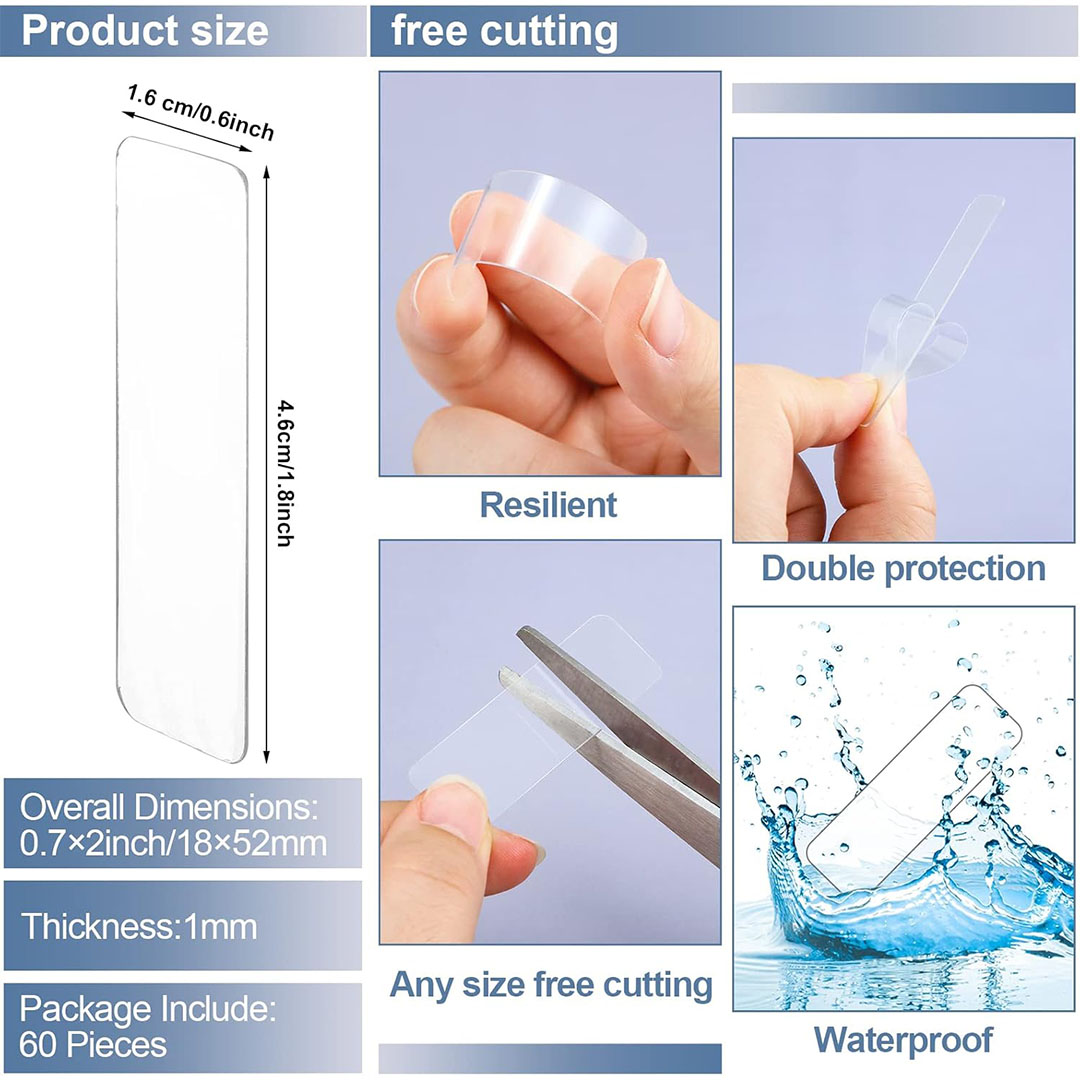 شريط لاصق مزدوج الجوانب مع صندوق تخزين - 120 قطعة - شفاف