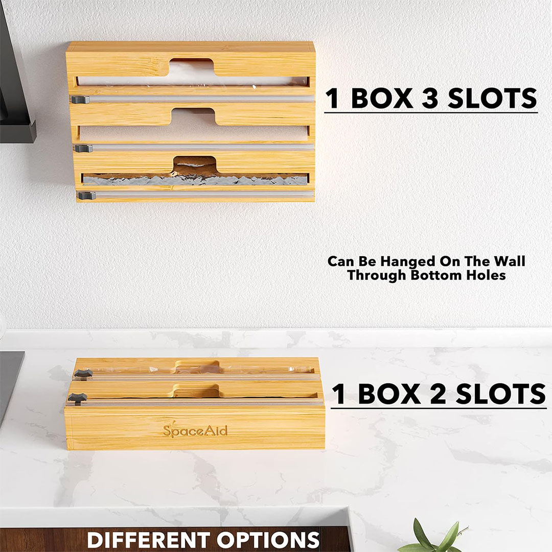 منظم تغليف 3 في 1 خيرزان - 12 بوصة