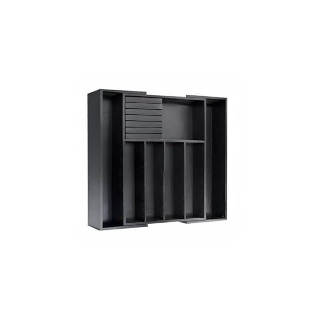 منظم أدوات المائدة الخشبي للدرج - أسود