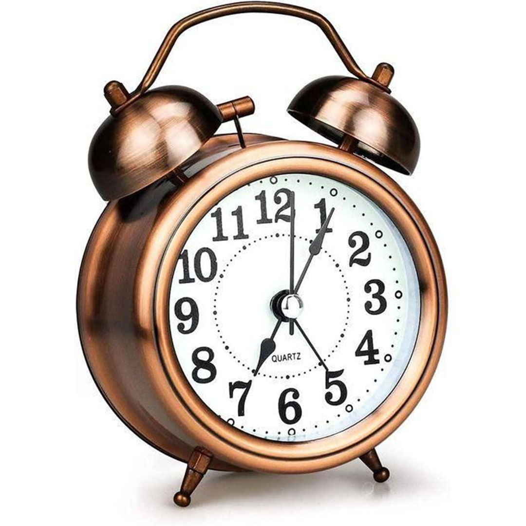 ساعة منبه معدنية نحاسية