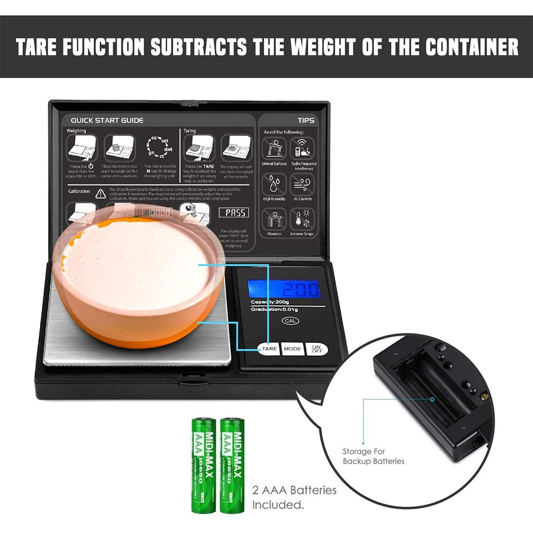 ميزان جرامات نوت بوك رقمي احترافي - أسود