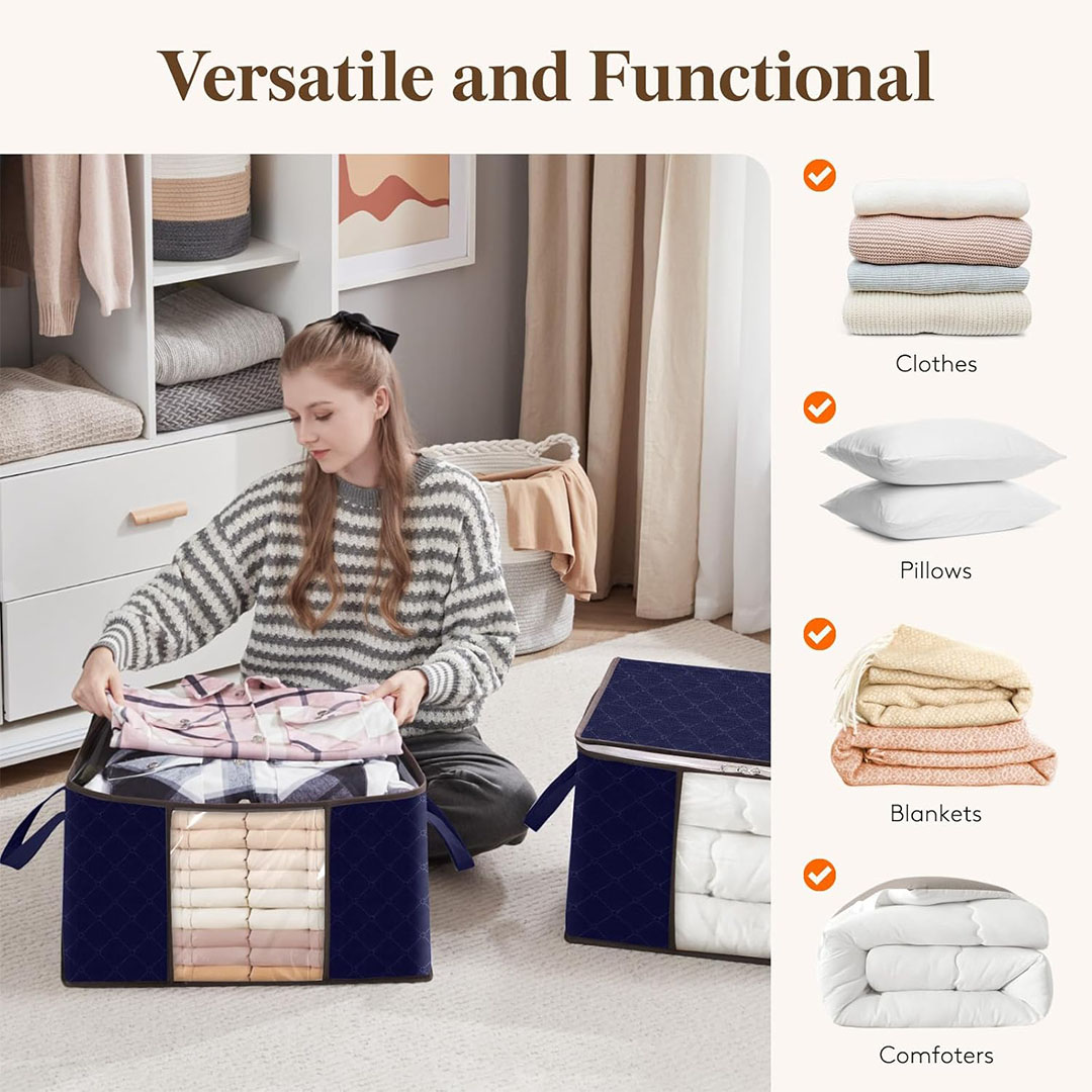 شنطة تخزين للملابس - 3 قطع - كحلي