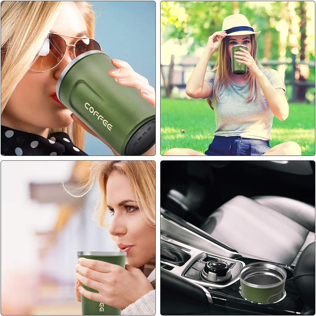 مج القهوة مانع للتسرب - 380 مليلتر - أخضر