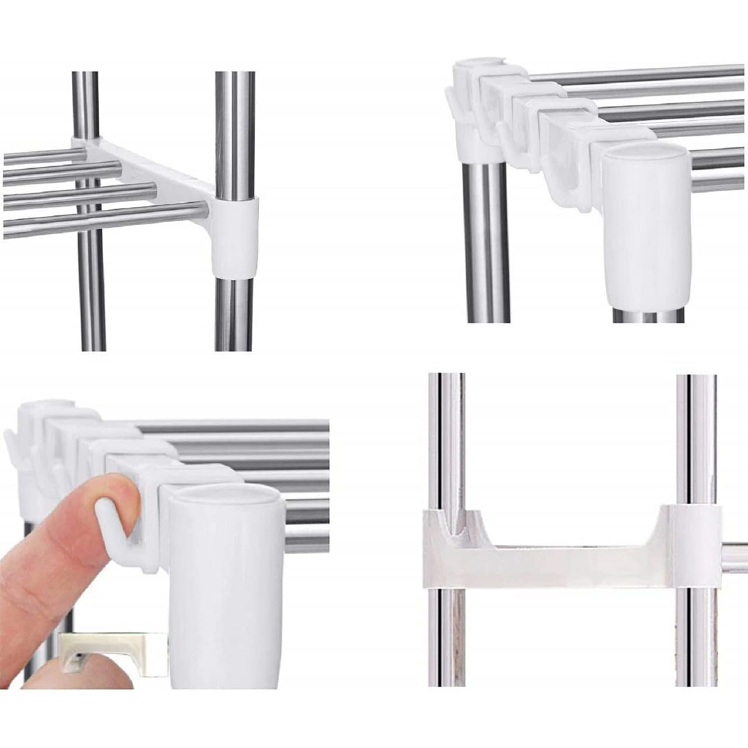 حامل فرن الميكروويف القابل للطي - أبيض