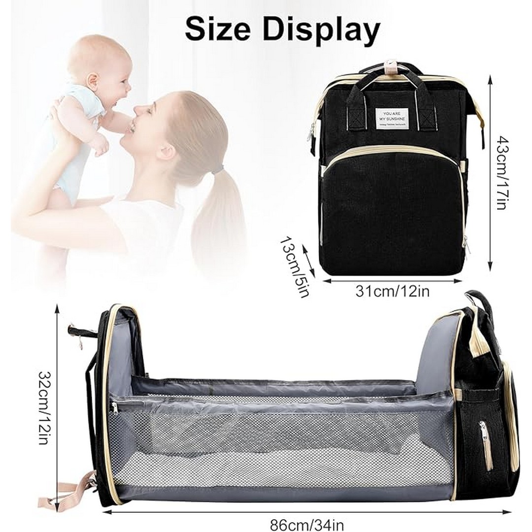 حقيبة ظهر و سرير للأطفال قابل للطي - أسود