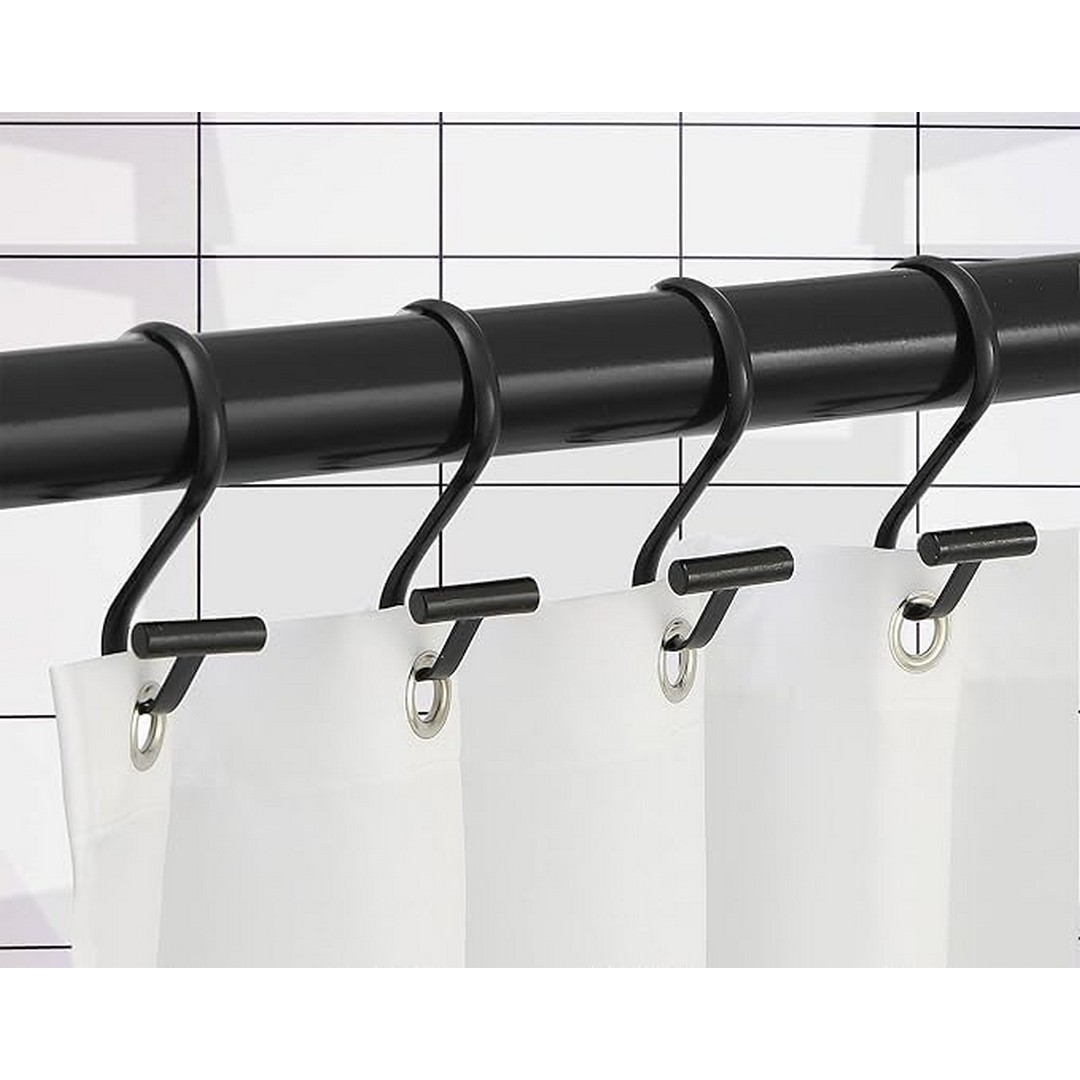 رف لتعليق أدوات المطبخ - 6 خطافات - أسود