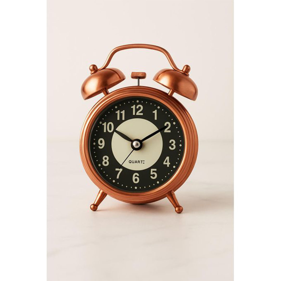 ساعة منبه معدنية نحاسية