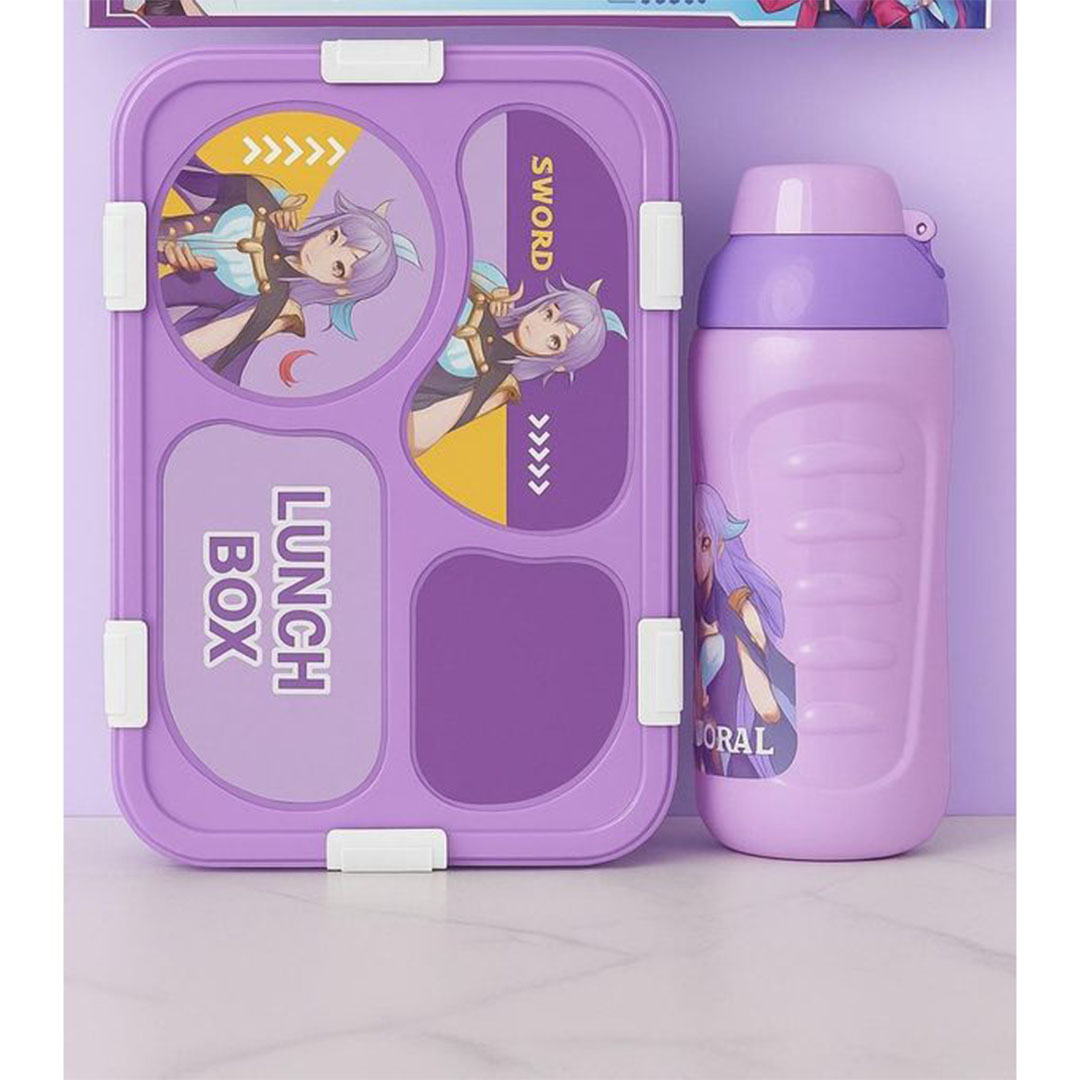 علبة وزجاجة ماء للأطفال بتصميم كارتوني - موف