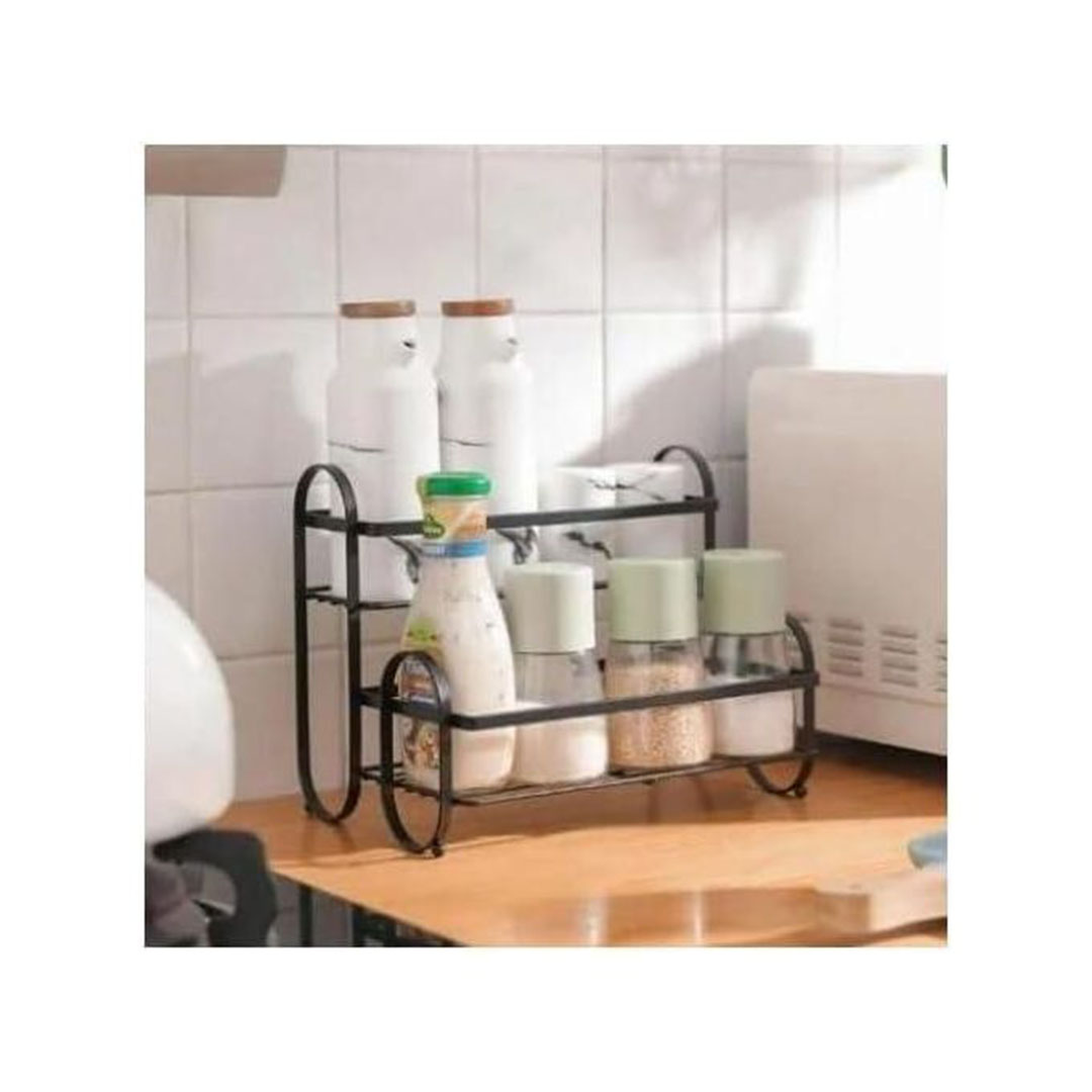 رف منظم توابل دورين معدن - أسود