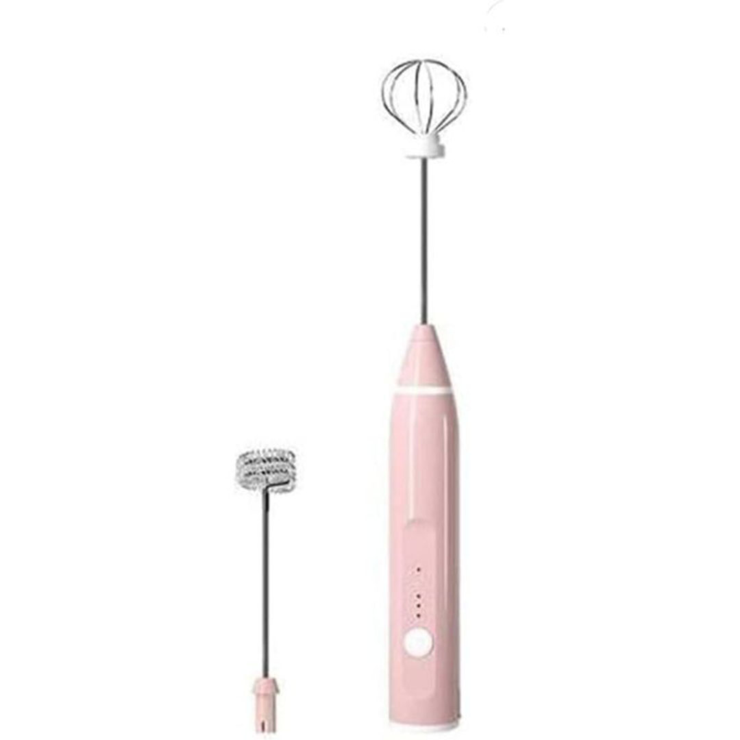 مضرب حليب ونسكافيه شحن USB بثلاث سرعات - بينك