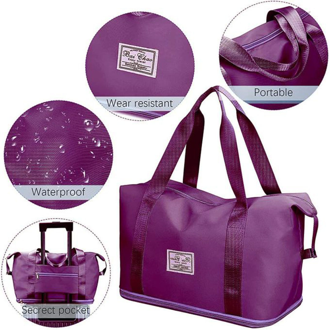 حقيبة نسائية للسفر والجيم وتر بروف - بنفسجي