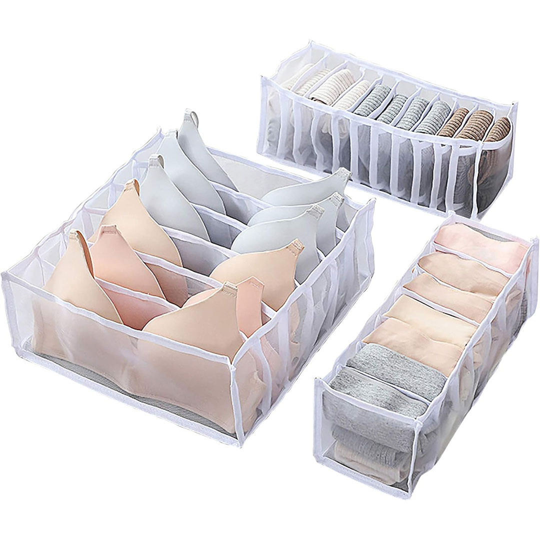 منظم درج قابل للطي - 3 قطع - أبيض