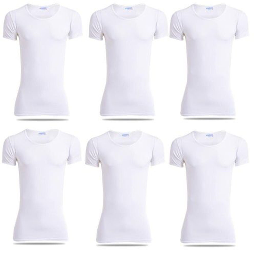 أندر شيرت رجالي - 6 قطع - أبيض