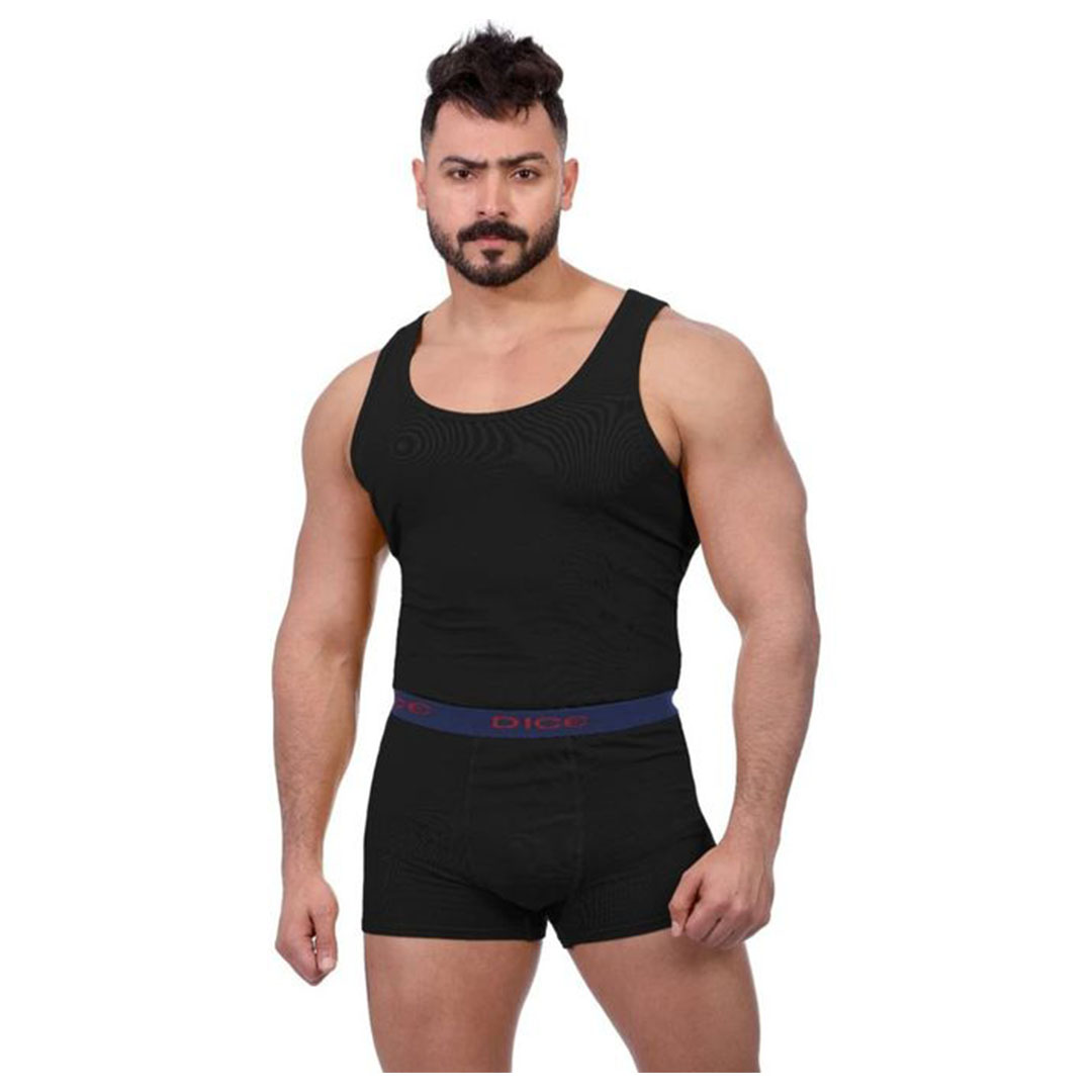 طقم بوكسر وفانلة رجالي - أسود