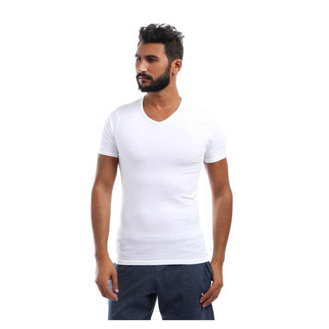 فانلة نص كم استريتش - 2 قطعة