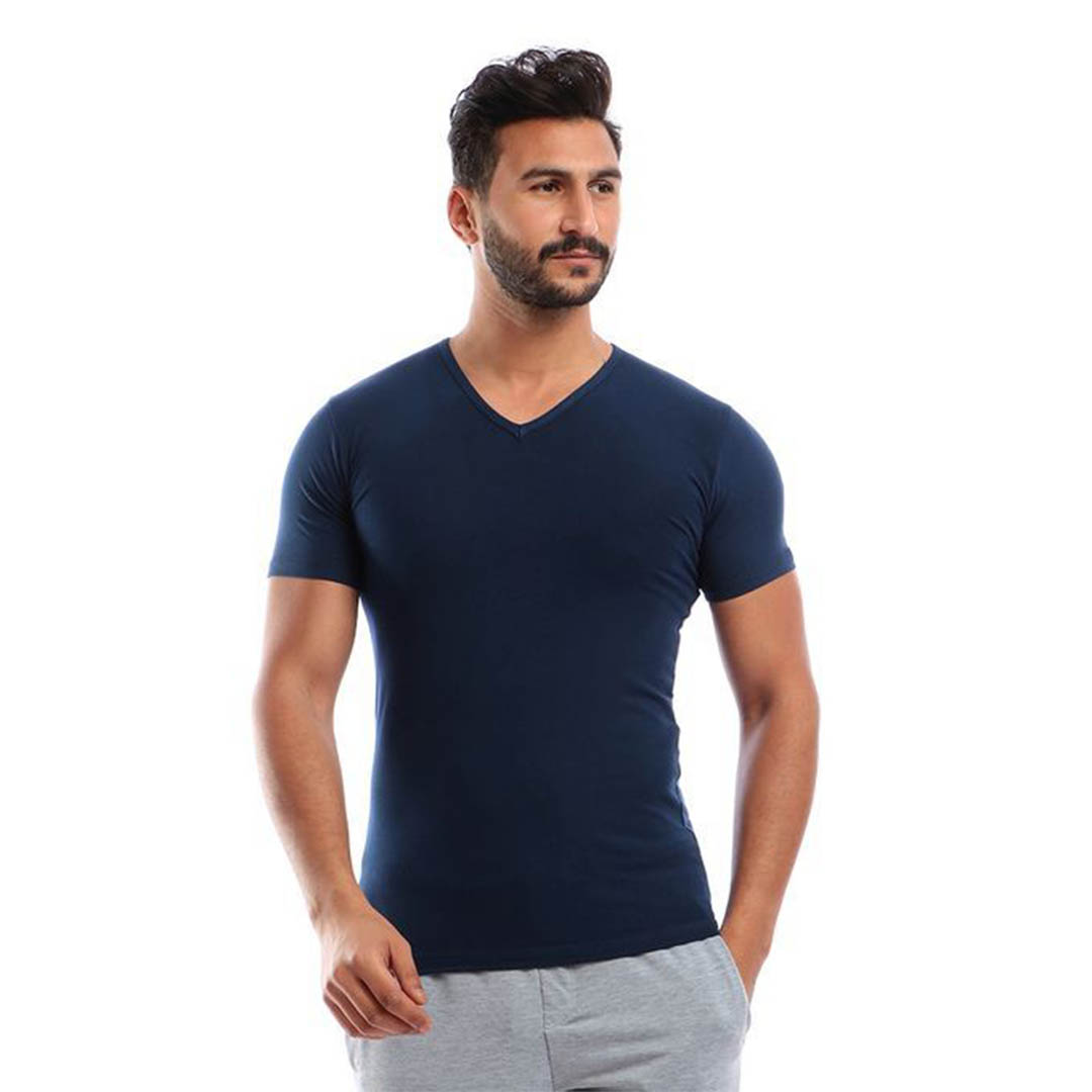 فانلة نص كم استريتش - 2 قطعة