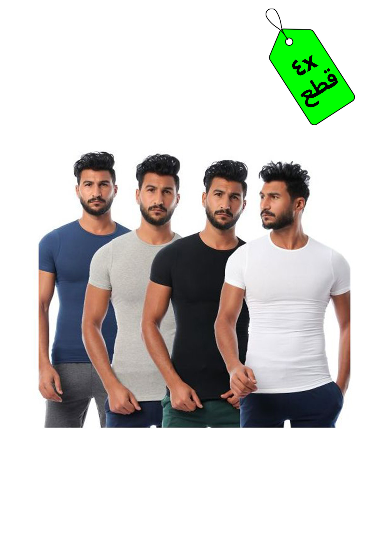 أندر شيرت نص كم رجالي - 4 قطع