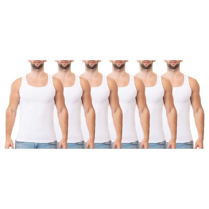 6 فانلات رجالي حماله استريتش - أبيض