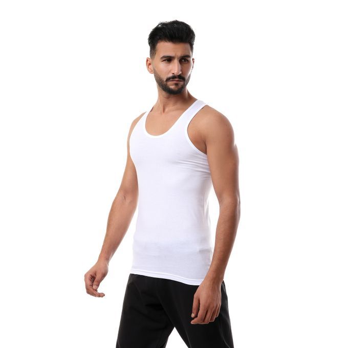 6 فانلات رجالي حماله استريتش - أبيض