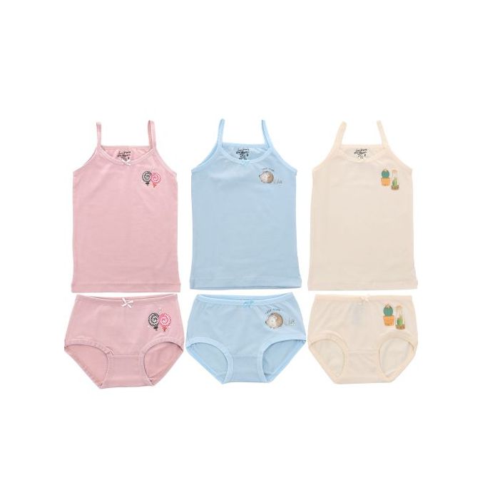 فانلة بناتي حماله رفيعه وبانتي - 3 قطع