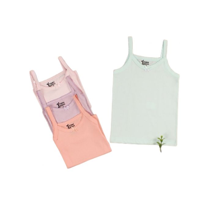 فانلة حمالات رفيعة قطن بناتي - 3 قطع