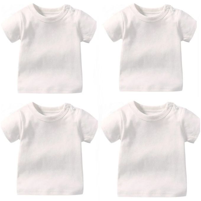 فانلة بيبى نصف كم بكباسين - 4 قطع - أبيض