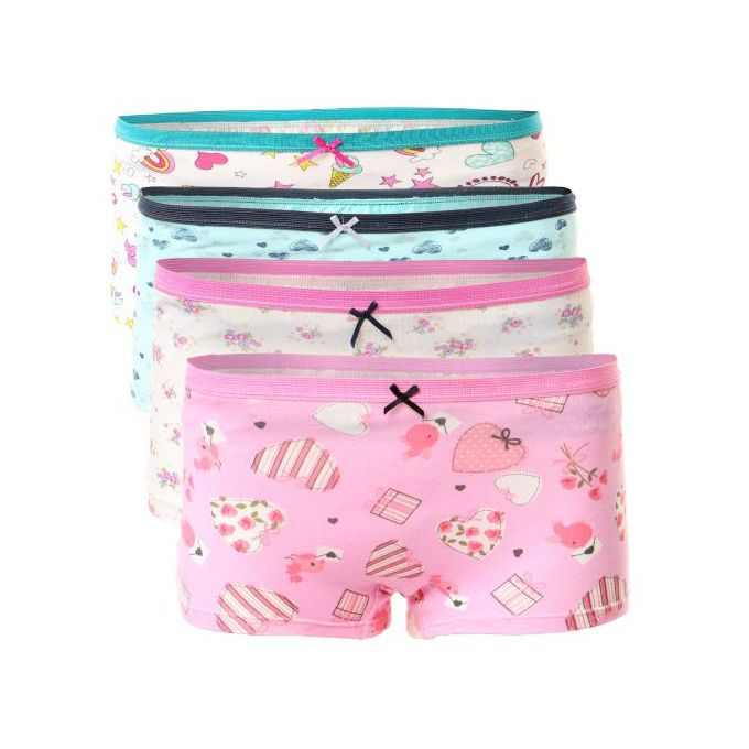 بانتي هوت شورت بناتي مطبوع - 4 قطع