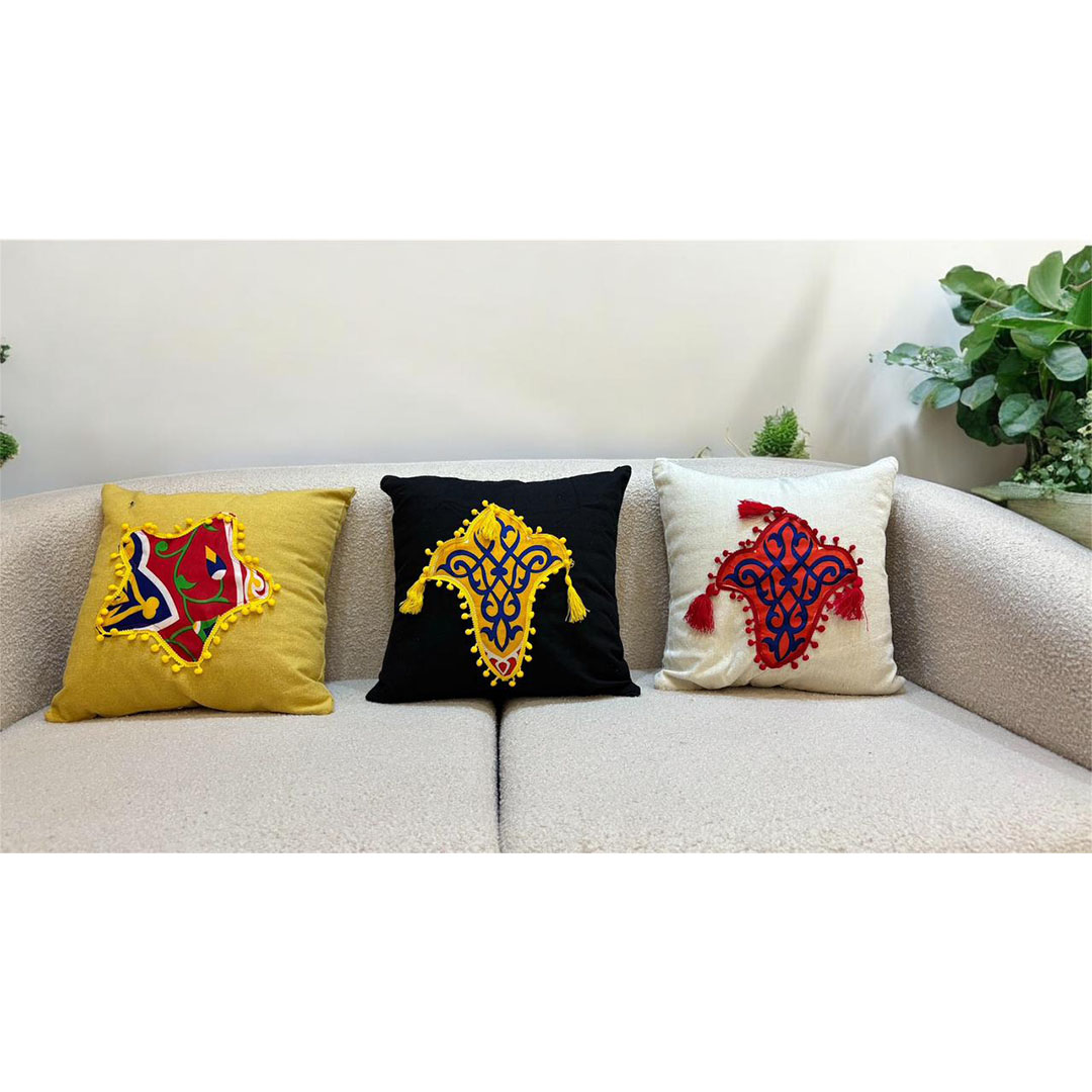 أغطية وسائد - 3 قطع - خيامية زينة رمضان - 50×50 سم - متعدد الألوان