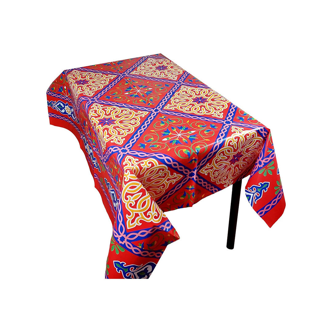 مفرش طاولة رمضان - خيامية حمراء