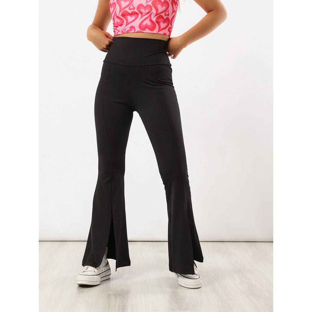 بنطلون شارلستون بفتحة امامية حريمي - أسود