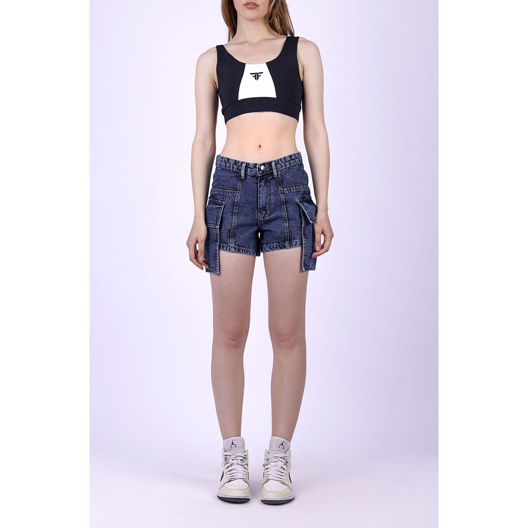 شورت جينز حريمي - أزرق غامق