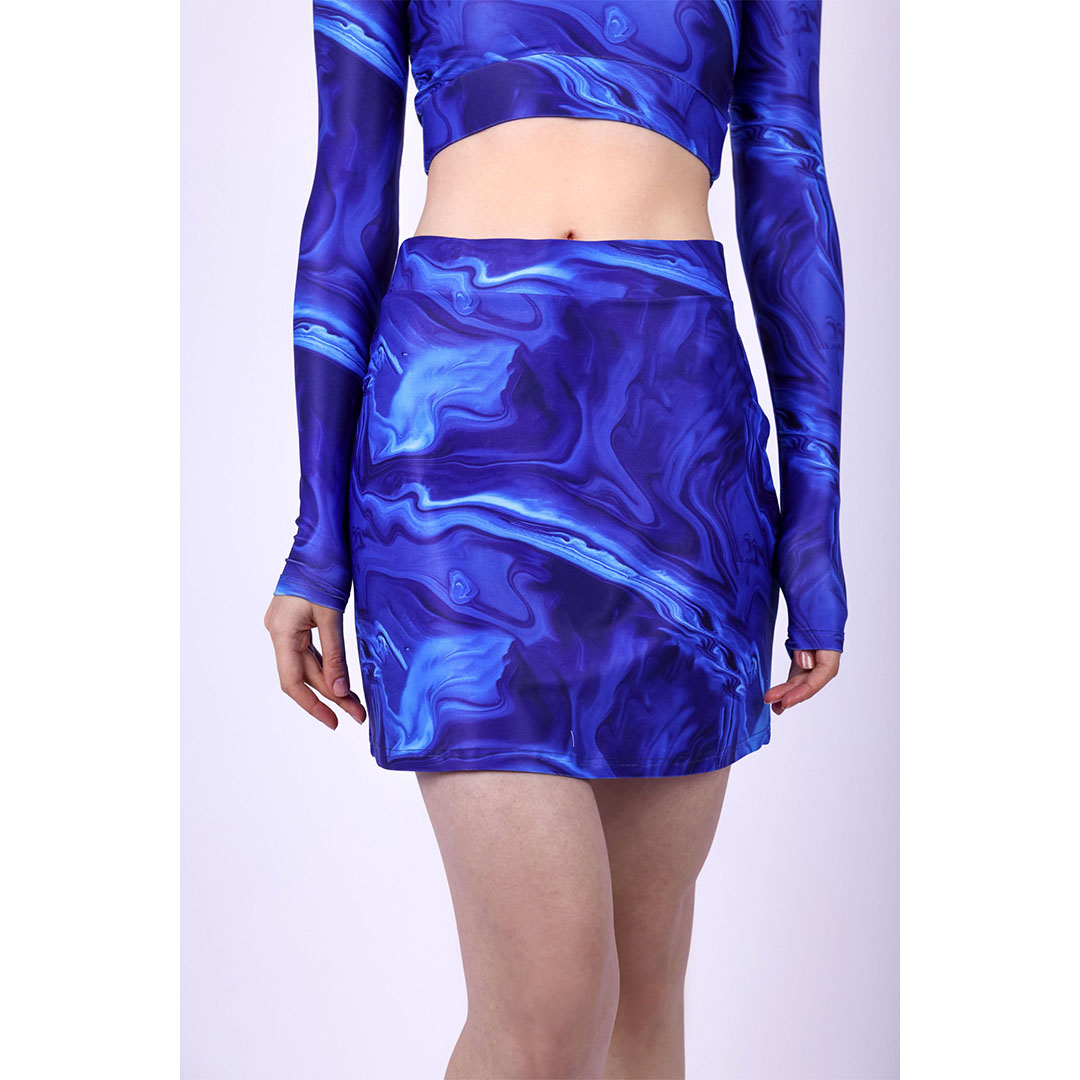 جيبة تنس منقوشة حريمي - أزرق